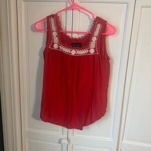 Faith & Zoe Red Embroidered Blouse